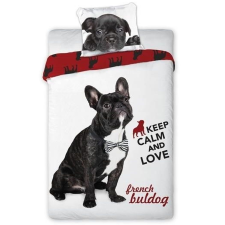  Francia Buldog 2 részes pamut-vászon ágynemûhuzat lakástextília