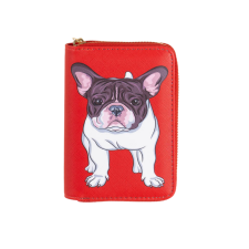  Francia bulldog mintás pénztárca, piros, kicsi pénztárca