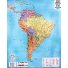 Freytag &amp; Berndt Dél-Amerika falitérkép politikai-domborzati , műanyaghengerben, 1:8 000 000 Freytag térkép SAM P térkép