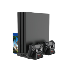 FROGGIEX Cooling Charging Stand &amp; Storage PS4 hűtő + dupla töltő állvány + játék tartó fekete (FX-P4-C3-B) videójáték kiegészítő