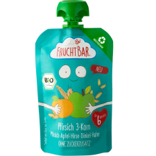 FRUCHTBAR Bio Őszibarack 3 gabona 6hó 100g (100%-ban újrahasznosítható csomagolás!) bébiétel