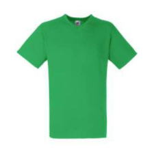 Fruit of the Loom F08 V-nyakú pamut póló, VALUEWEIGHT V-NECK T, Kelly Green - L férfi póló