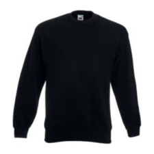 Fruit of the Loom F41 kereknyakú pulóver, SET-IN SWEAT, Black férfi pulóver, kardigán