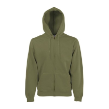 Fruit of the Loom FN07 cipzáras kapucnis pulóver, HOODED SWEAT JACKET, Olive férfi pulóver, kardigán