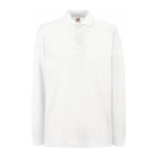 Fruit of the Loom FU24 hosszú ujjú galléros piké póló, PREMIUM LONG SLEEVE POLO, White - 2XL
