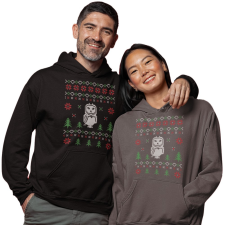 Fruit of the Loom, Kariban Bagoly karácsony - Unisex Kapucnis Pulóver női pulóver, kardigán