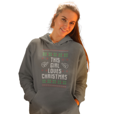 Fruit of the Loom, Kariban Ez a csajszi imádja a karácsonyt - Unisex Kapucnis Pulóver