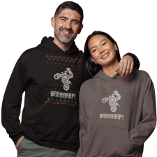 Fruit of the Loom, Kariban Motoros karácsony - Unisex Kapucnis Pulóver női pulóver, kardigán
