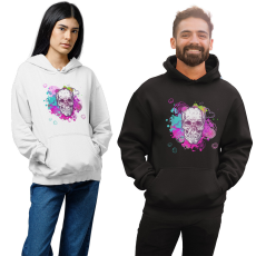 Fruit of the Loom, Kariban Színteli Koponya - Unisex Kapucnis Pulóver