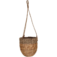 Függő virágkosár vízijácintból és tengerifűből 16 cm x 15 cm natúr kerti dekoráció