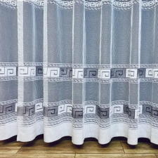  Függöny Görög minta 2, fehér alapon szürke, 300x175 cm lakástextília