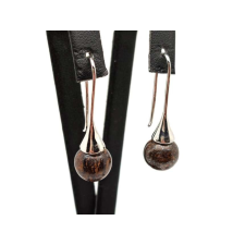  Fülbevaló golyó bronzit kürt lógós 10-11mm fülbevaló