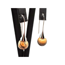  Fülbevaló golyó kürt lógós jáspis kép 10mm fülbevaló