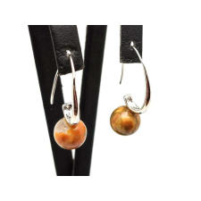 Fülbevaló golyó sardonyx íves lógós 10-11mm fülbevaló
