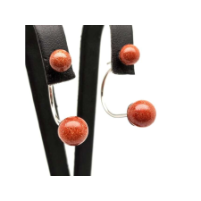  Fülbevaló golyó vörös goldstone dupla 6-8,5mm fülbevaló