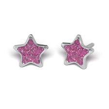  Fülbevaló - Pink csillag - natúr szín fülbevaló