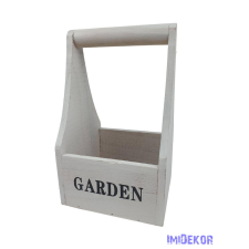  Füles fa ládikó GARDEN 24 cm - Fehér dekorációs kellék
