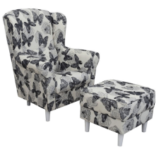  Füles fotel puffal, szövet butterfly 1, ASTRID bútor