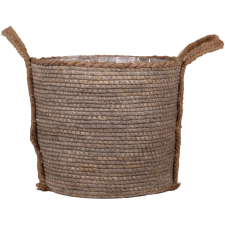  Füles kosár tengerifűből és kenderből  29 cm x 23 cm sötétbarna kerti dekoráció