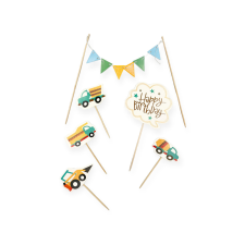 Fundrag Torta beszúró, topper - Happy birthday kisautóval és füzérrel sütés és főzés