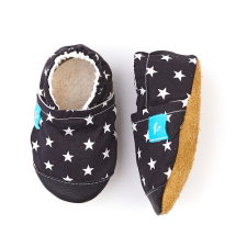 FUNKIDZ Első lépés cipő - puhatalpú kiscipő - Fekete csillagok 0-3 hónap gyerek cipő