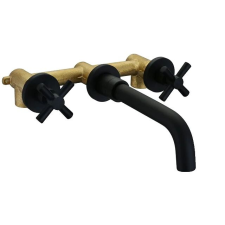  Fürdőszoba csaptelep, dupla fogantyú kialakítása, szálcsiszolt kivitel, Matt fekete csaptelep