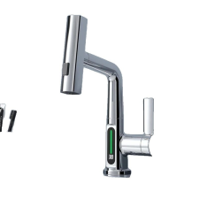  Fürdőszoba mosogató csaptelep, kihúzható, kortárs dizájn, króm-B csaptelep