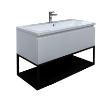  Fürdőszoba szekrény mosdóval SAT B-Way fehér fényű BWAY100WU fürdőszoba bútor