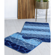 Fürdőszoba szőnyeg Extra Nagy kék geometrikus 2 részes 60x100cm lakástextília
