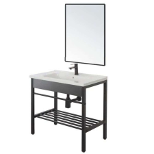  Fürdőszobabútor szett Feridras Black, 60cm mosdóval, csapteleppel, mosdótartóval és tükörrel fürdőszoba bútor