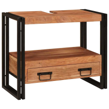  Fürdőszobai mosdószekrény 71 x 33 x 58 cm Tömör Akácfa, Vas fürdőszoba bútor