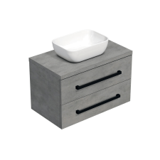 Fürdőszobaszekrény fekete fogantyúval SAT Cube Way 80x71x46 cm betonszőnyeg CUBE46C803BE45 fürdőszoba bútor