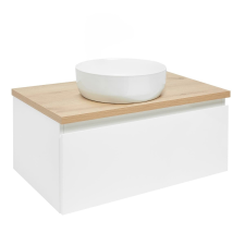  Fürdőszobaszekrény mosdókagylóval SAT B-Way 79x30x45 cm fehér fényes BWAY80WDOAK fürdőszoba bútor