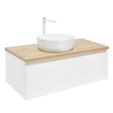 Fürdőszobaszekrény mosdókagylóval SAT B-Way 99x30x45 cm fehér fényes BWAY100WDOAKU2B fürdőszoba bútor