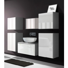 Furnitech Venezia Alius A19 fürdőszobabútor szett + mosdókagyló + szifon (fényes fehér) fürdőszoba bútor