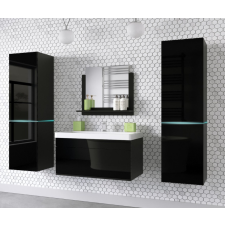Furnitech Venezia Alius A31 fürdőszobabútor szett + mosdókagyló + szifon (magasfényű fekete) fürdőszoba bútor