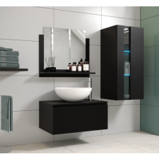 Furnitech Venezia Alius A34 fürdőszobabútor szett + mosdókagyló + szifon (matt fekete) fürdőszoba bútor