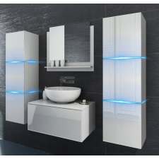 Furnitech Venezia Alius A3 fürdőszobabútor szett + mosdókagyló + szifon (fényes fehér) fürdőszoba bútor