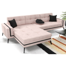 Furnitech Venezia Almada SL1 kihúzható sarokkanapé tárolóval - 255 x 138 cm - (light pink / fekete) bútor