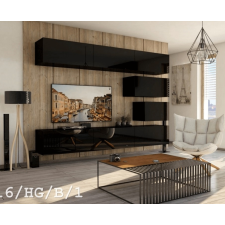 Furnitech Venezia Concept C16 nappali faliszekrény sor - 249 x 178 cm (magasfényű fekete) bútor