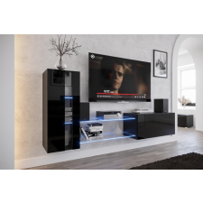 Furnitech Venezia Concept C45N nappali faliszekrény sor - 216 x 91 cm (magasfényű fekete) bútor