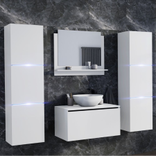 Furnitech Venezia Like II. fürdőszobabútor szett + mosdókagyló + szifon (matt fehér) fürdőszoba bútor