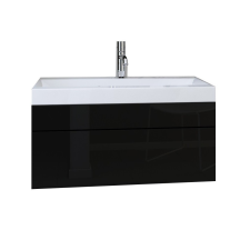 Furnitech Venezia Luna fürdőszobabútor + mosdó + szifon - 60 cm (fényes fekete) fürdőszoba bútor