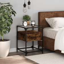  füstös tölgy színű szerelt fa éjjeliszekrény 40 x 40 x 55 cm bútor