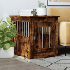 füstös tölgy színű szerelt fa kutyaketrec 55 x 75 x 65 cm szállítóbox, fekhely kutyáknak
