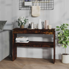 füstös tölgyszínű szerelt fa tálalóasztal 102 x 30 x 80 cm bútor