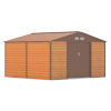 G21 Kerti ház, acél szerszámos ház, fa hatású kisház 340x205x319 cm barna G21 GAH 1085