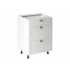 Gala-Meble Linea White D60S3 alsó konyhaszekrény, fehér / arany