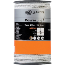 Gallagher villanypásztor szalag PowerLine 12,5 mm fehér 100 méter elektromos állatriasztó