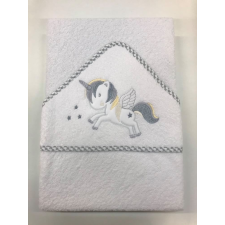 Gamberritos kapucnis fürdőlepedő 100 x 100 cm - unikornis fehér-szürke lakástextília